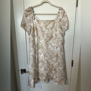 LOFT neutral floral dress with tie back
